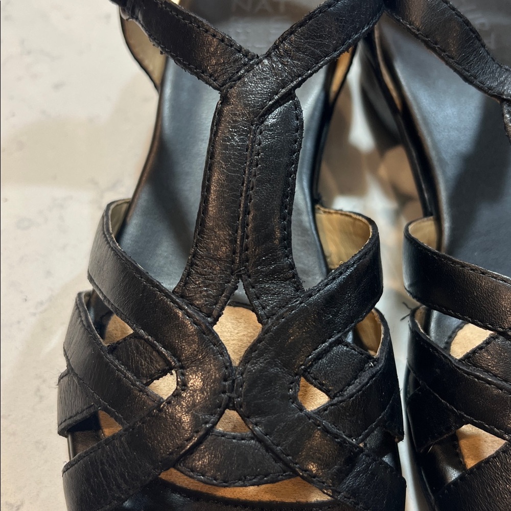 Naturalizer Black Womens Nella Leather Buckle Wedges Size 8.5 - Picture 11 of 16